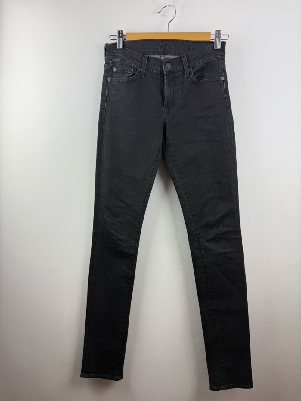 Y2K 7 For All Mankind Black Skinny Jeans Crystal Pocket 27
